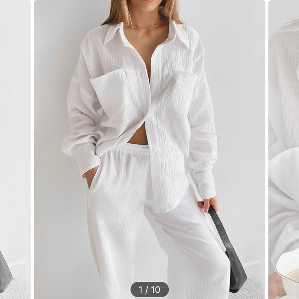 White Cotton pants set